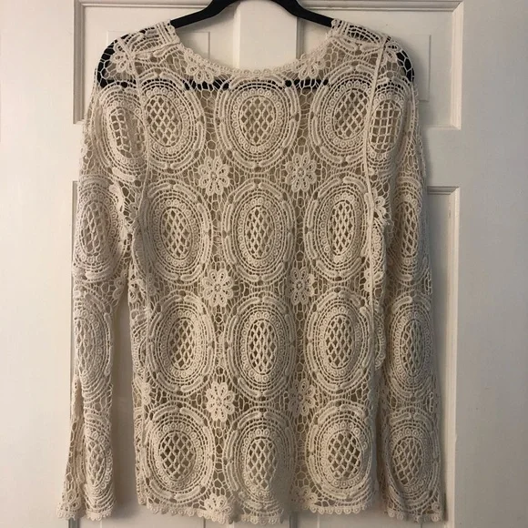 Anthropologie Solitaire Cream Crocheted Top - Picture 4 of 4